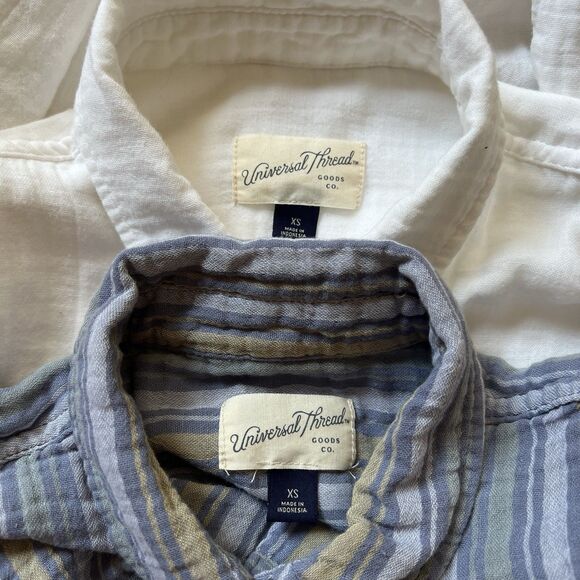 Universal thread gauze shirts button front XS blue white 2 shirts - Picture 4 of 4
